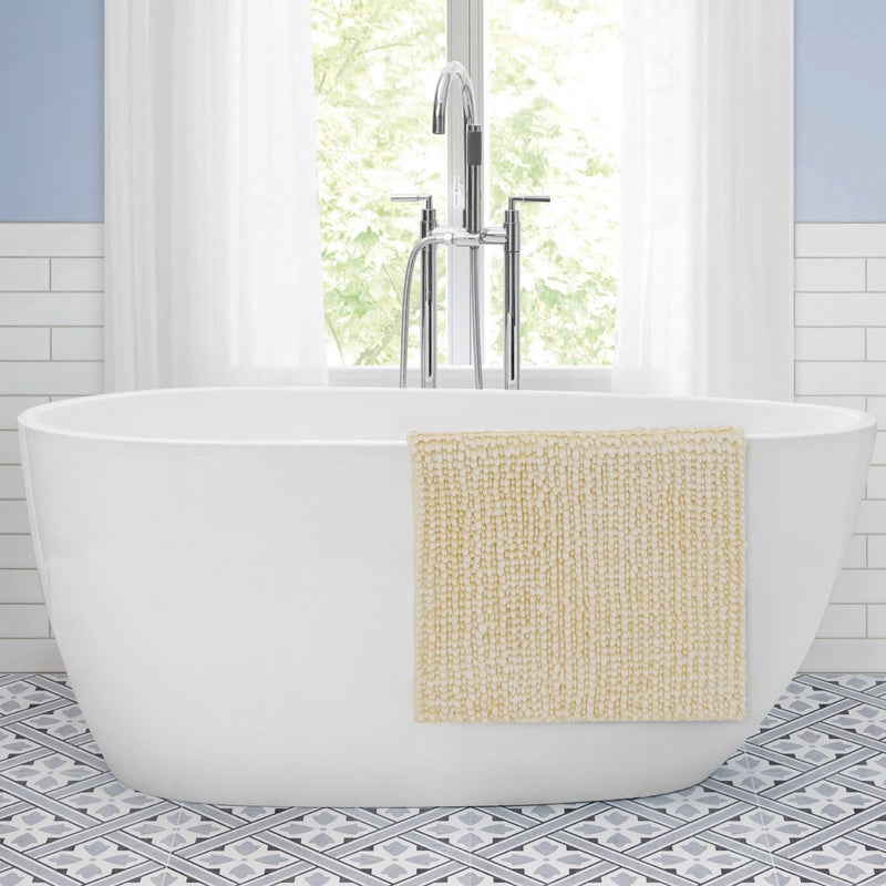 Laura Ashley Butter Chenille Bath Rug, Absorbent Shaggy Bathroom Mat, Non Slip Plush Carpet Rugs for Tub and Sink - (17" x 24") Yellow - Image 5